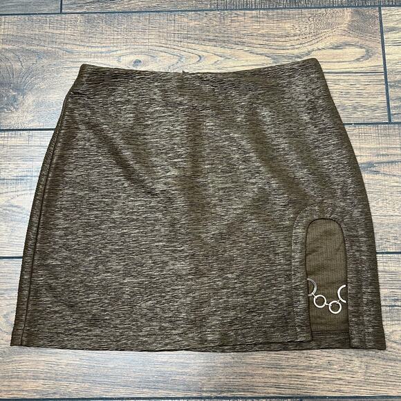 Nasty Gal Women's Skirt Split Leg Chain Mini Brown Size 8 Festival Academia Club - Picture 4 of 7